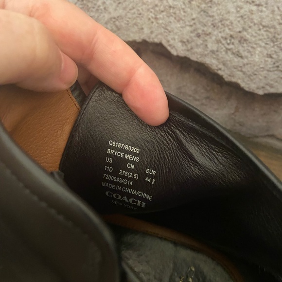 MENS COACH Black Leather Bryce Moto Boots - Picture 6 of 8